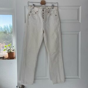 RE/DONE white button fly denim